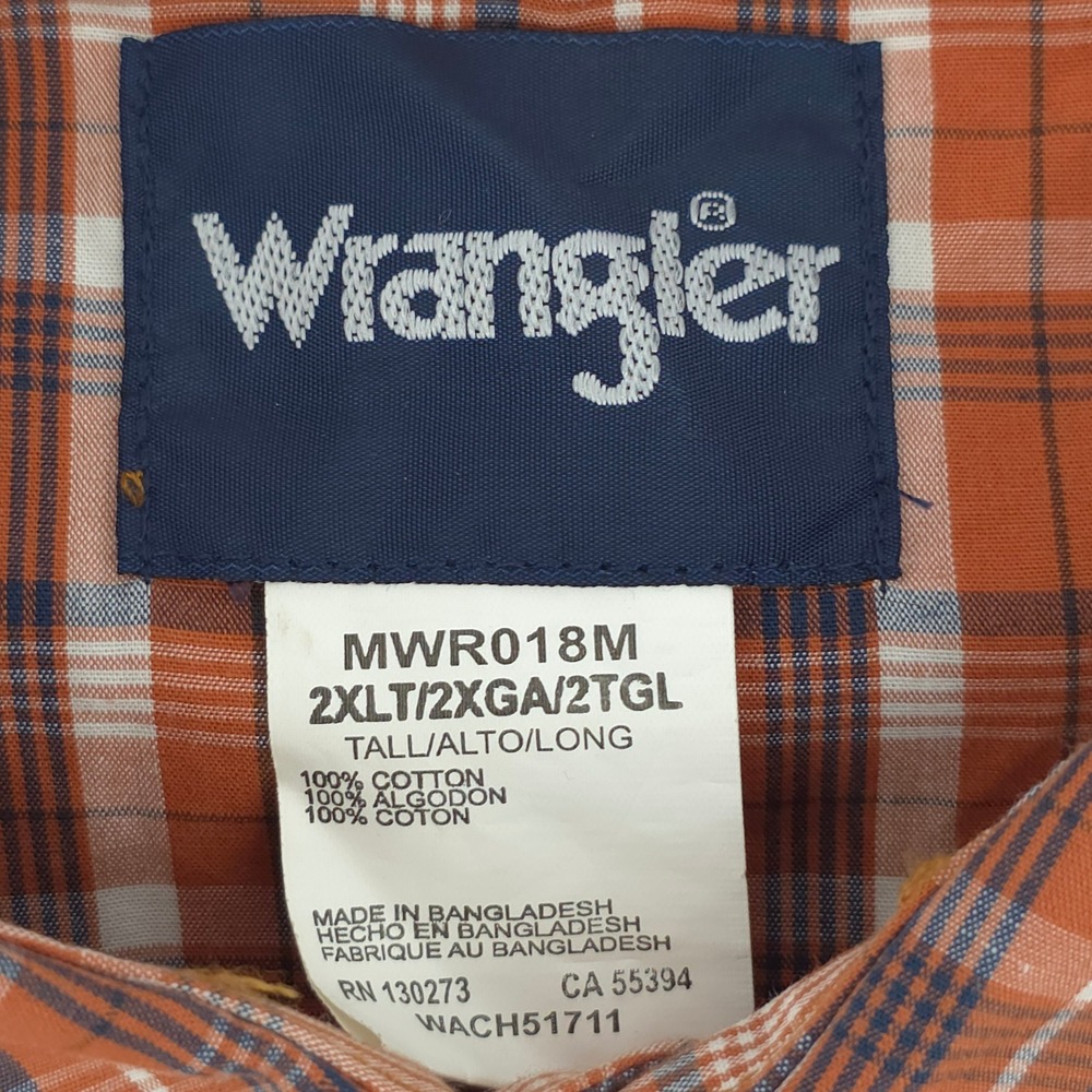 Wrangler Mens 2XLT Plaid Multicolor Western Shirt Long Sleeve Pearl Snap Cowboy - Picture 3 of 7
